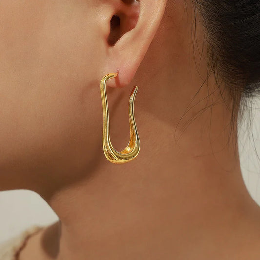 Fashion Simple Copper Earrings – Irregular Design for Women, Offering a Modern, Chic Look with Unique Style and Elegance