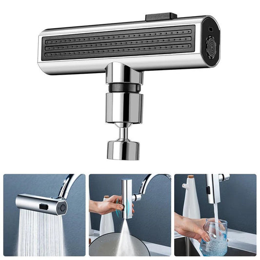 Universal Rotating Kitchen Faucet Waterfall Outlet – Splash-Proof Multifunctional Water Nozzle Extension for Efficient Kitchen Use